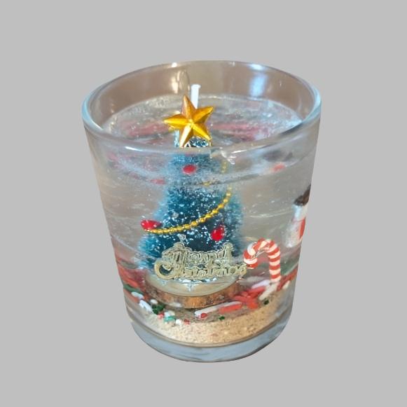 Clear Wax Candle full of Yuletide