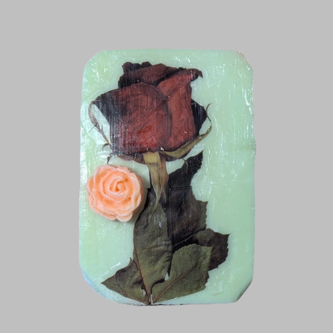 Embedded Rose and Rose on Top Bar Soap