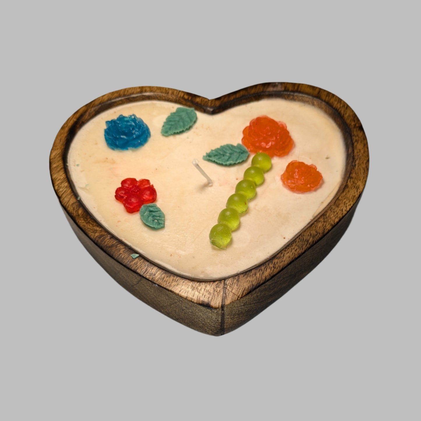 Large Candle in Wood Heart