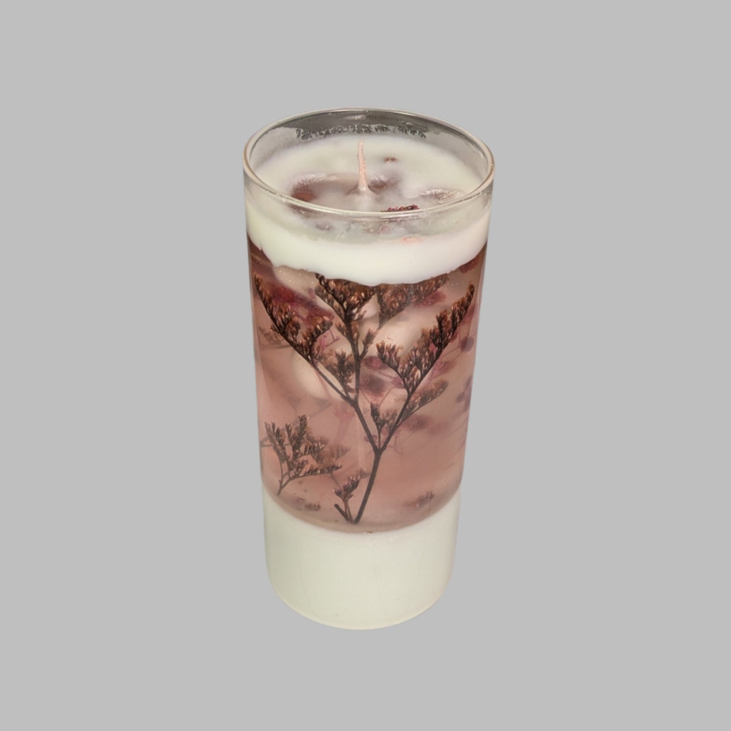 Clear Candle with Real Dried Flowers